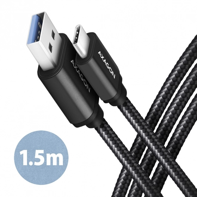 BUCM3-AM15AB Kabel USB-C - USB-A, 1,5 m, USB 3.2 Gen 1 3A, ALU, opletený, černý