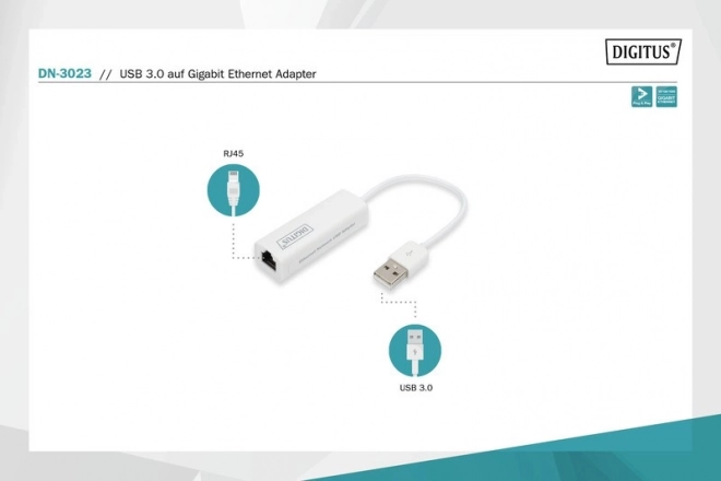 Kabelový síťový adaptér USB 3.0 na Gigabit Ethernet 10/100/1000Mbps