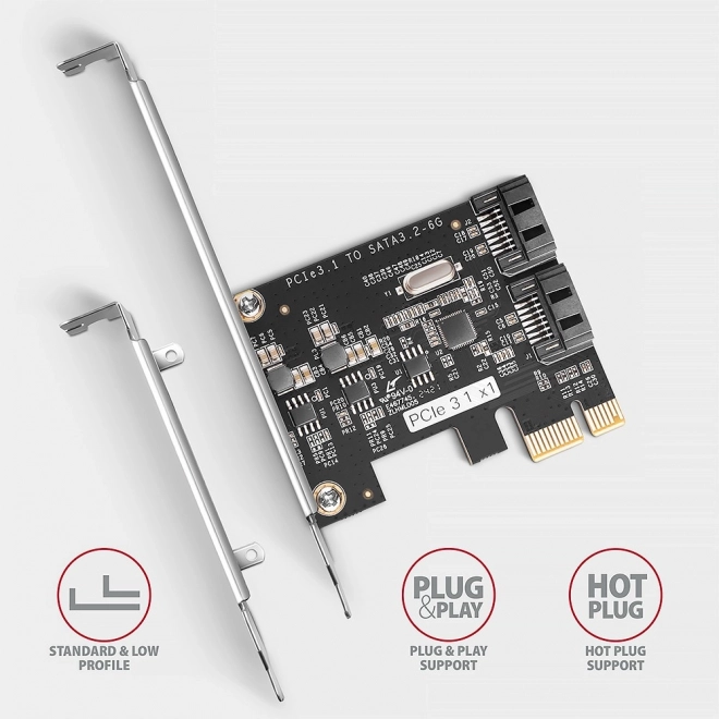 PCES-SJ2 řadič PCIe 2x interní port SATA 6G, čipová sada JMB582 SP & LP