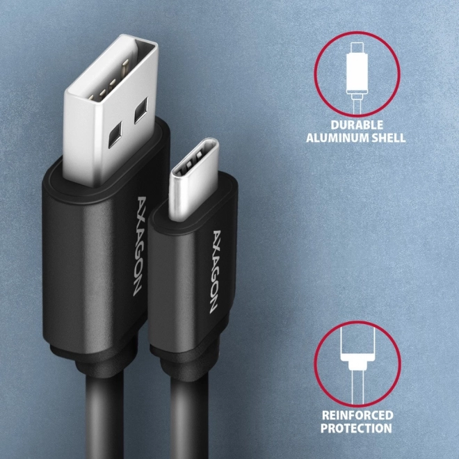 BUCM-AM10TB Twister USB-C - USB-A kabel, 0,6 m, USB 2.0, 2,4 A, ALU, PVC černý