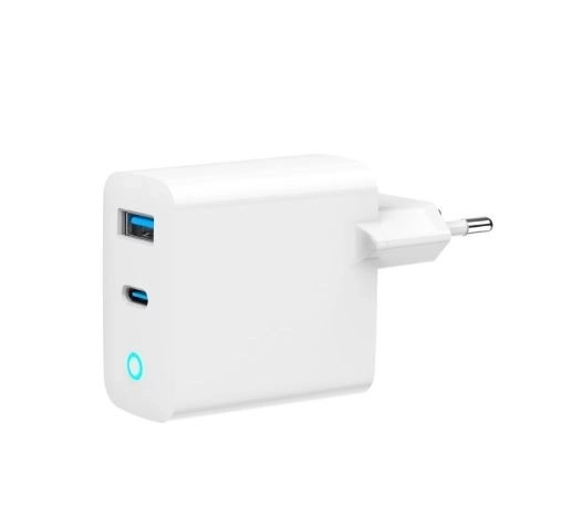 USB-A/C GaN LED 30W PD QC3.0 nabíječka bílá