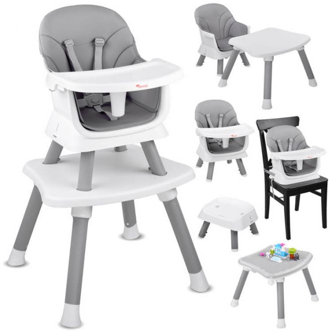 Dětská jídelní židlička 6v1 – šedá