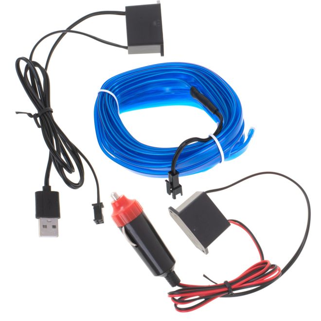 LED ambientní osvětlení do auta / auto USB / 12V páska 5m modrá