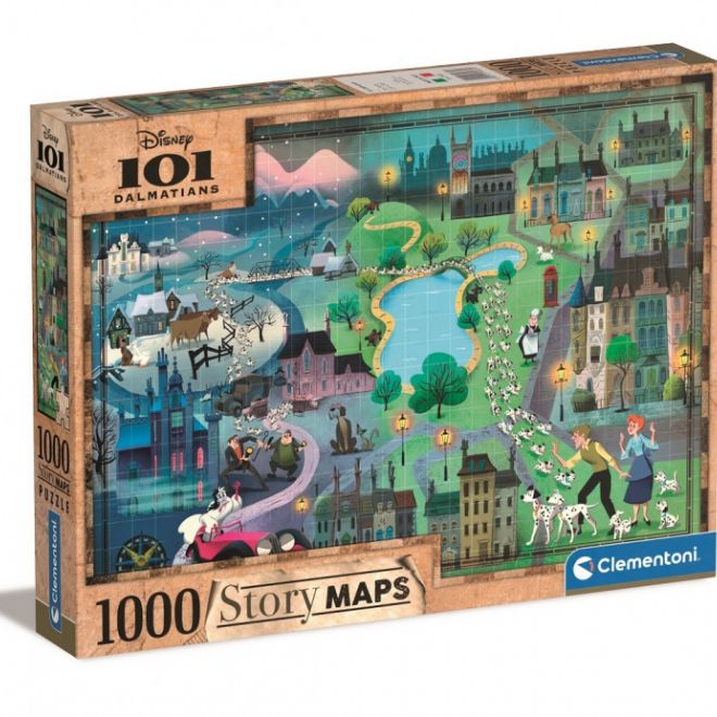 Puzzle 1000 prvků Příběhové mapy 101 dalmatinů