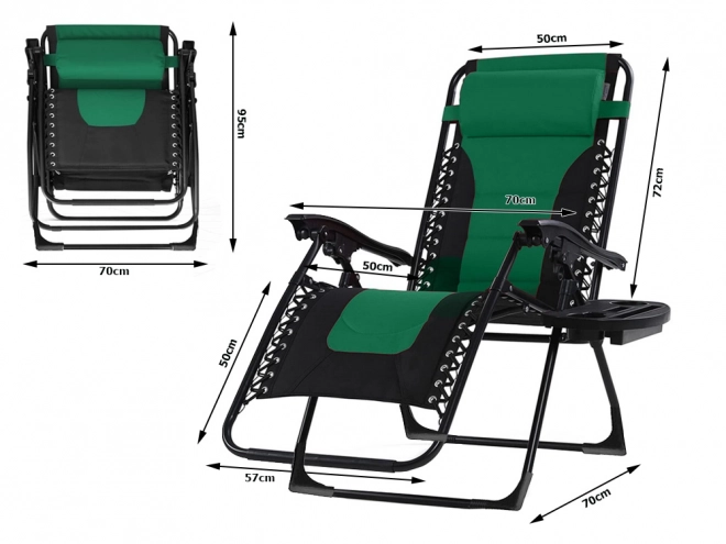 Zahradní a plážové lehátko skládací s polštářem a gravitačním rámem