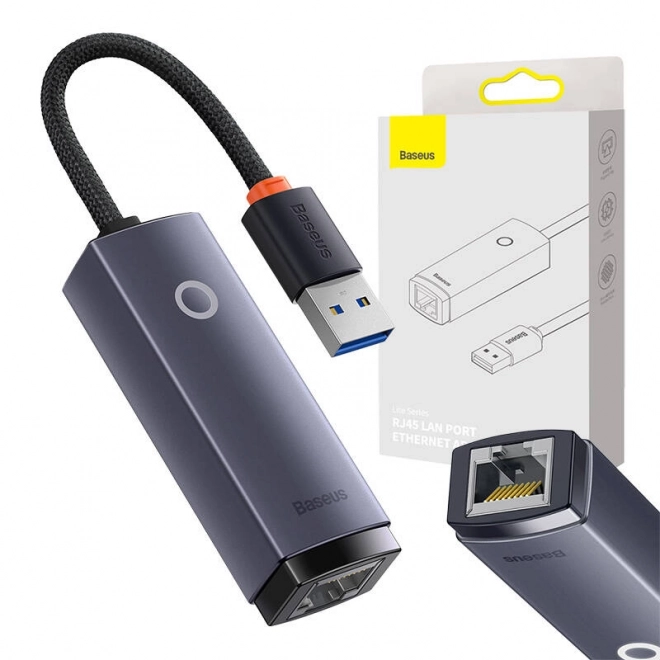 Síťový adaptér Baseus Lite Series USB na RJ45, 1000 Mb/s (šedý)