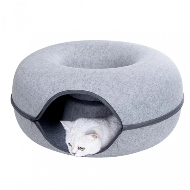 Kočičí pelíšek Donut Tunnel Bed 50cm - šedý