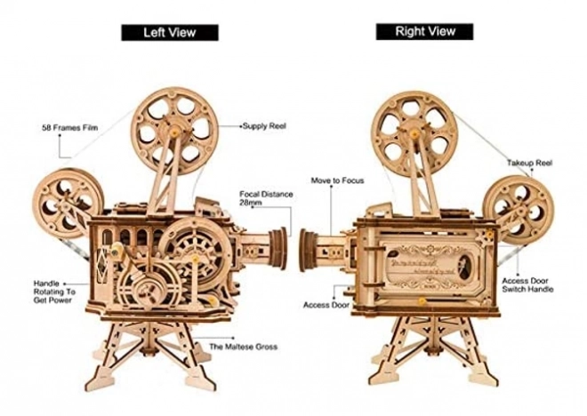 RoboTime 3D dřevěné mechanické puzzle Filmový projektor