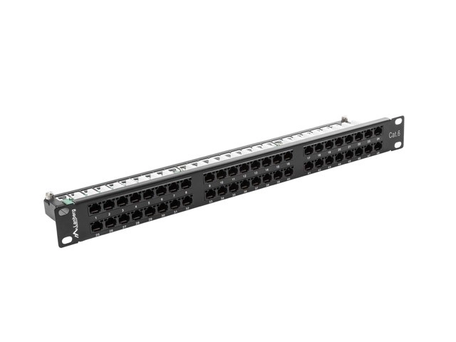 Patch panel 48 portů 1U Cat.6 černý