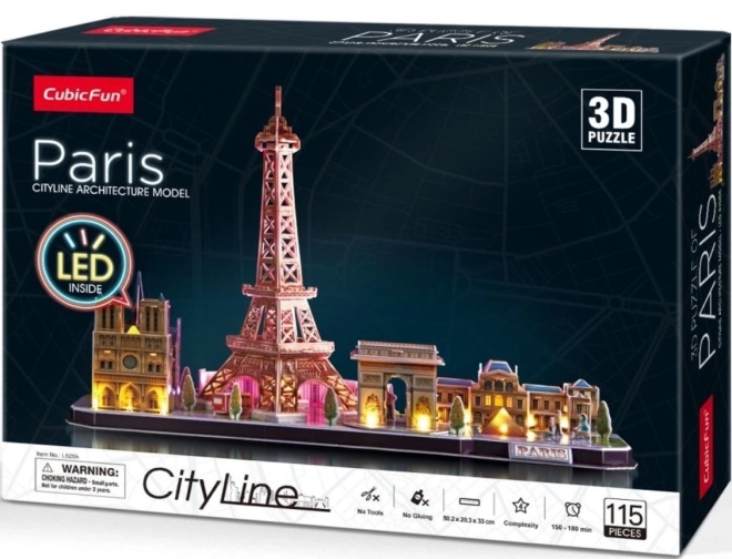 Puzzle 3D Paříž / led - 115 dílků