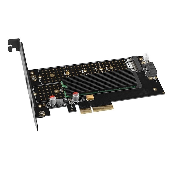 Adaptér PCEM2-DC interní PCIe x4, 1x M.2 NVMe M-key + 1x SATA B-key slot, chladič, SP & LP + chladič