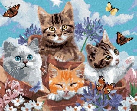 Sada na diamantové malování - koťátka s motýlky