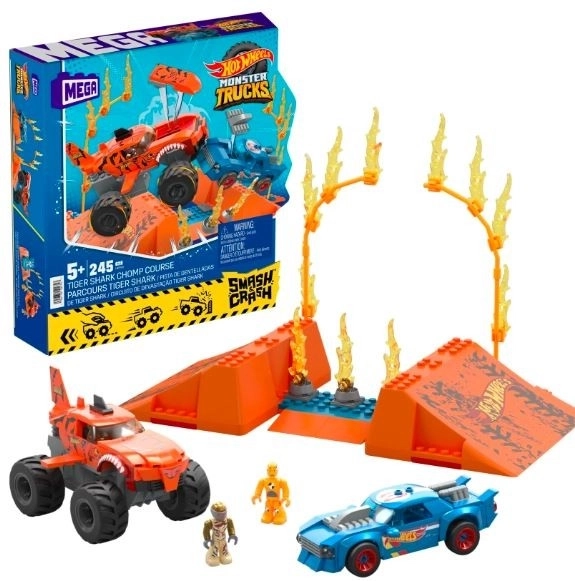 Mega Construx srážka s Tiger Shark Hot Wheels