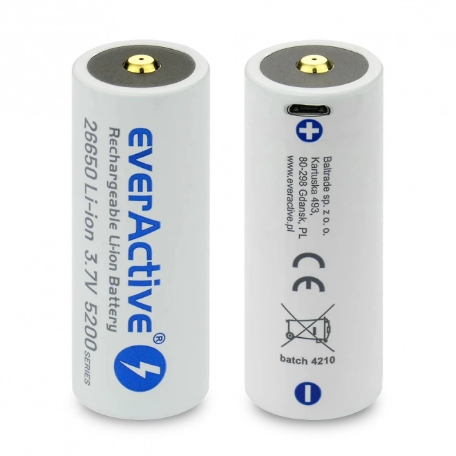 Baterie 26650 3,7V Li-ion 5200 mAh micro USB