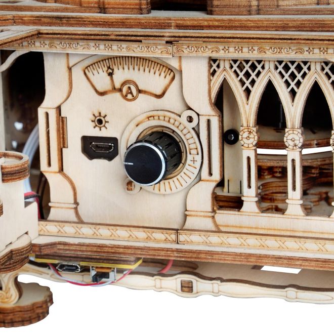 RoboTime 3D dřevěné mechanické puzzle Gramofon (ruční pohon)
