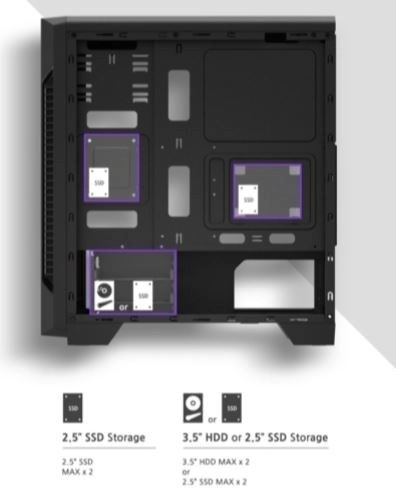 S3 ATX Mid Tower PC Case 120mm ventilátor