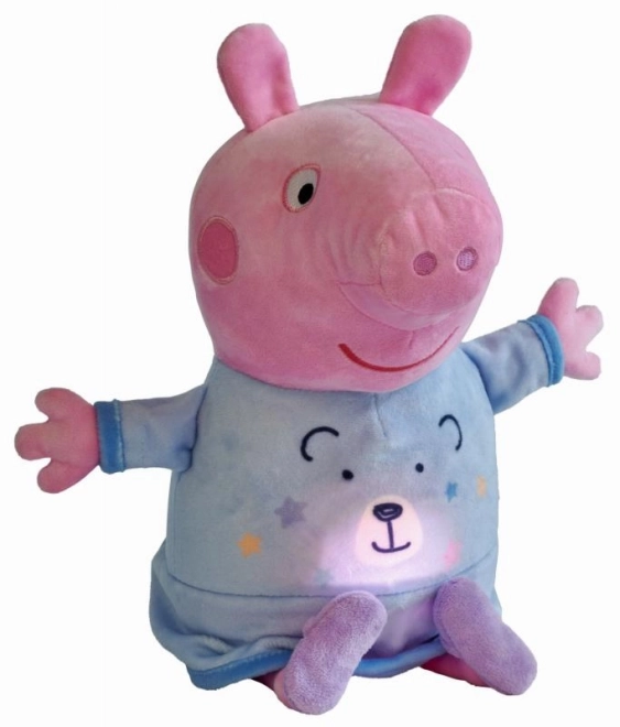 Peppa Pig 2v1 plyšový usínáček hrající + světlo, modrý, 25 cm