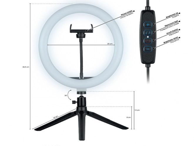 Kruhové světlo 26 cm s mini stativem