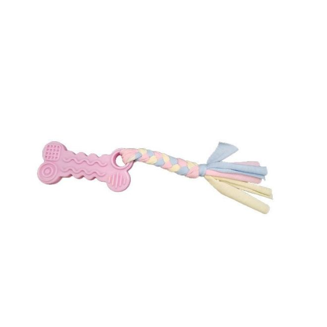 Barevná hračka pro psy - žvýkačka s provázkem, růžová