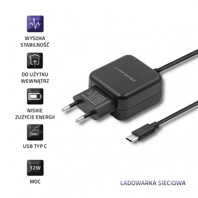 Napájecí nabíječka 5V | 2,4A | 12W | USB typ C | Černá