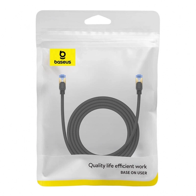 Opletený síťový kabel cat.7 Baseus Ethernet RJ45, 10Gbps, 2m (černý)