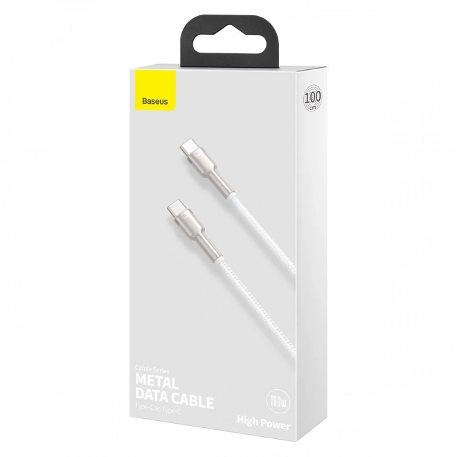 Kabel USB-C na USB-C Baseus Cafule, 100W, 1m (bílý)