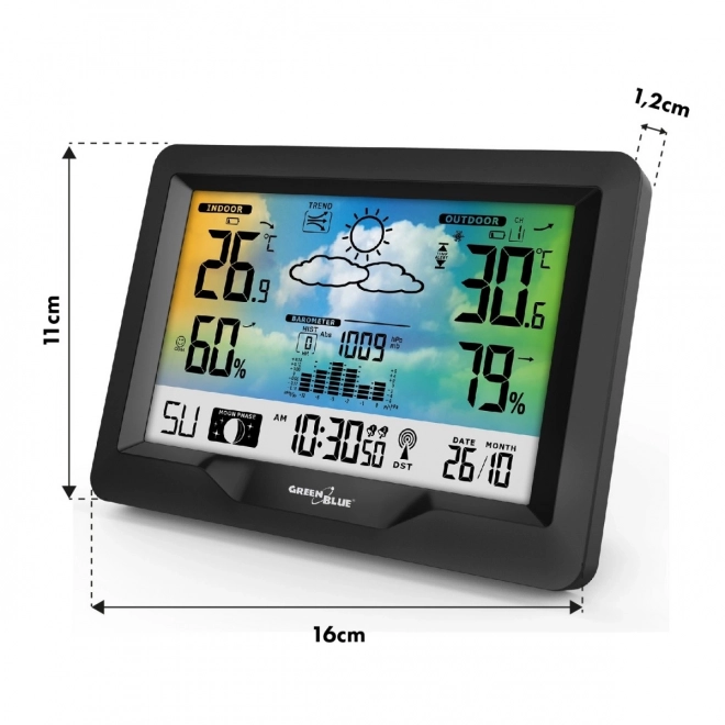 Bezdrátová meteostanice GB540N indikátor komfortu, měření vlhkosti, fáze měsíce, hodiny se systémem DCF