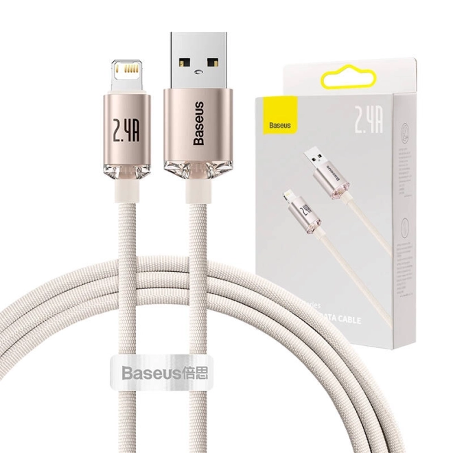 Kabel USB k iP Baseus Crystal Shine, 2,4 A, 1,2 m (růžový)