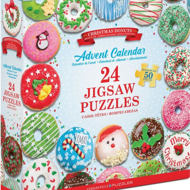 Adventní kalendář s puzzle Eurographics: Vánoční donuty - 24 x 50 dílků