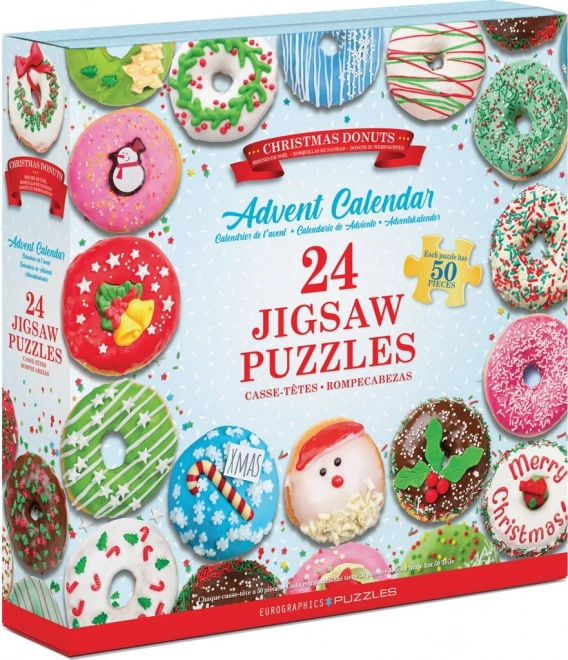 Adventní kalendář s puzzle Eurographics: Vánoční donuty - 24 x 50 dílků