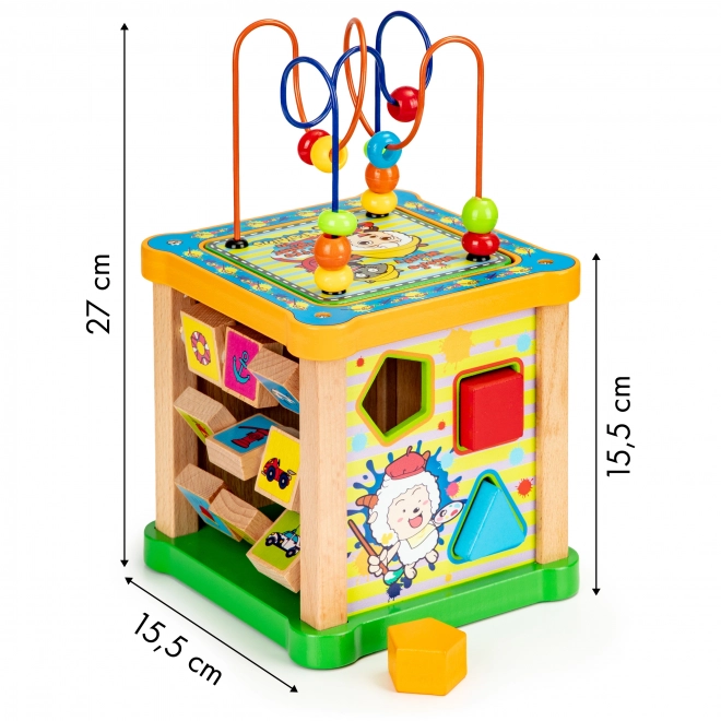 Dřevěný třídič vzdělávací kostka + deska mula Ecotoys