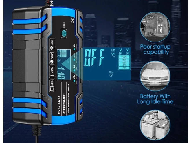 Automatická autonabíječka s funkcí opravy 12V 24V