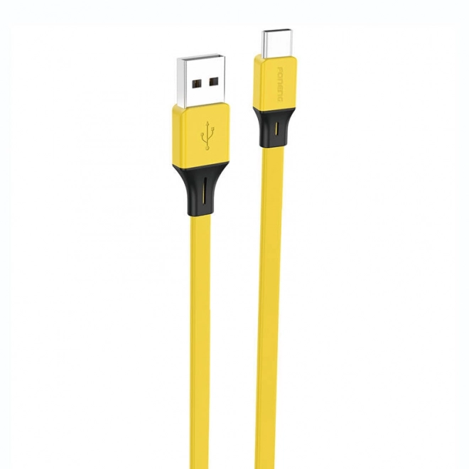 Foneng kabel USB-A na USB-C 2.4A, 1m žlutý