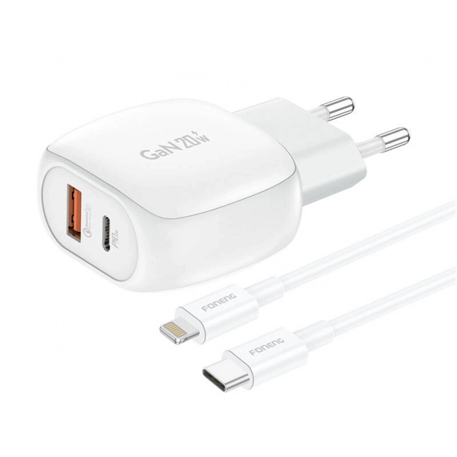 Nabíječka Foneng s USB-C a USB-A 20W + USB-C - Lightning kabel