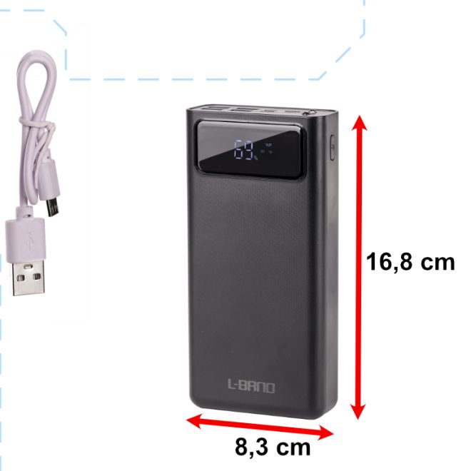 Powerbanka USB 30000mAh s LED displejem - černá