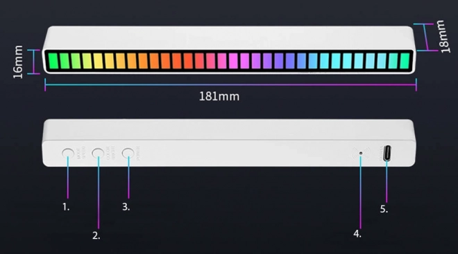 Ledy usb zvuková odezva vícebarevný neon rgb vedl