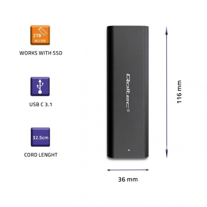 Skříň | Šachta pro SSD M.2 SATA | NGFF | USB typu C