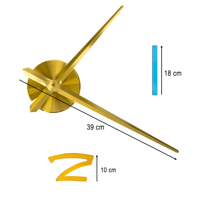 Samolepka nástěnné hodiny 1 číslice 100-120 cm zlaté ručičky