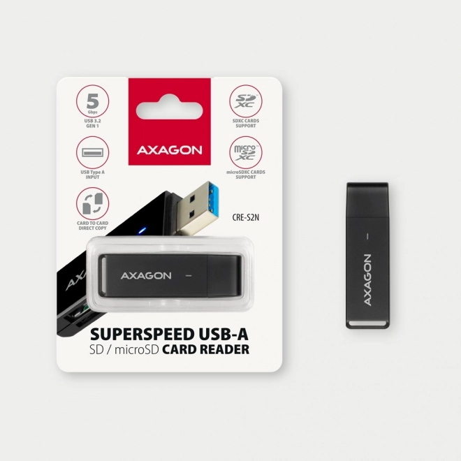 CRE-S2N Externí čtečka paměťových karet USB-A 3. 2 GEN 1, 2 sloty, SD/microSD, UHS-I