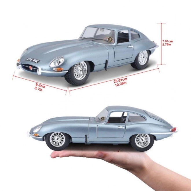 Bburago 1:18 Jaguar E Coupe Metalic Silver Blue