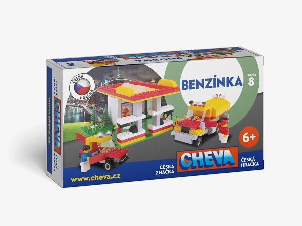 Stavebnice Cheva 8 Benzínová stanice plast 349ks v krabibi 35x19x9 cm