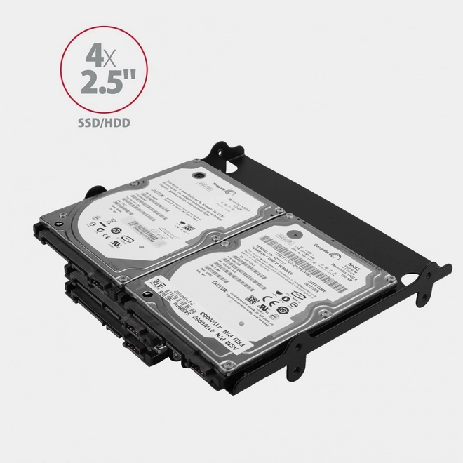 RHD-435 Kovový rámeček pro montáž 4x 2,5" HDD (2x 2,5" HDD/SSD a 1x 3,5" HDD) do 5,25" pozice Černý