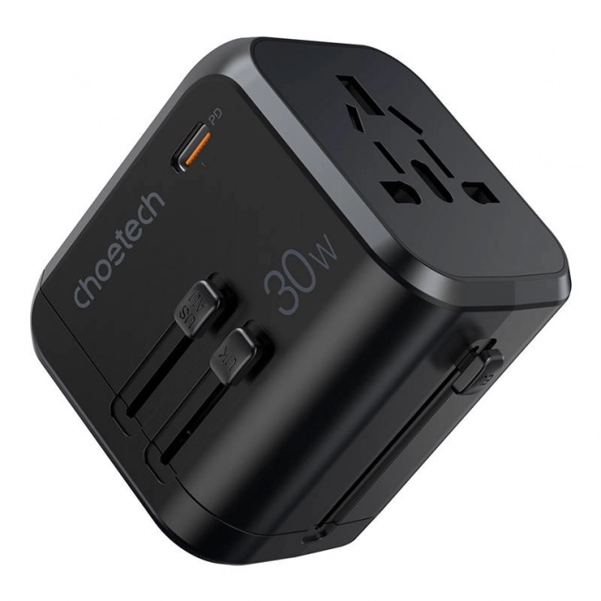 Cestovní síťová nabíječka Choetech PD5008, 3xUSB-A, 2xUSB-C, GaN, 35W, US/EU/UK/AU (černá)