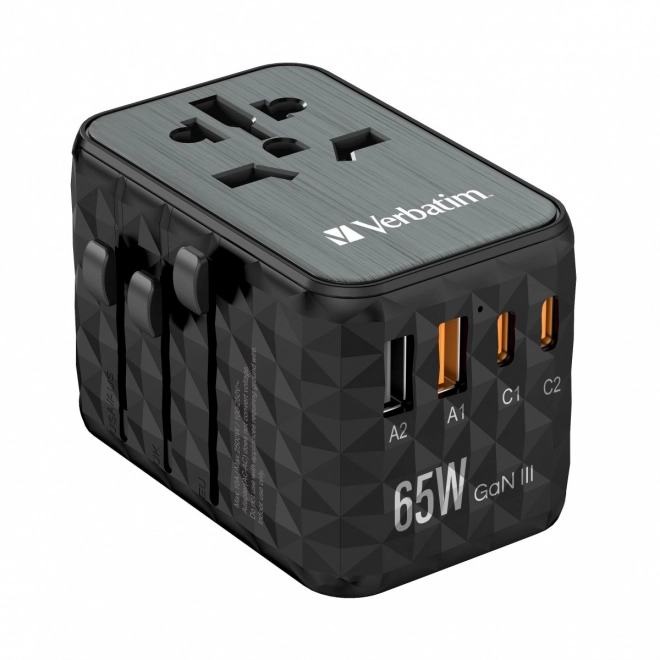 Cestovní adaptér UTA-05 32120 GaN 65W 180 country charger, 2x USB-C, 2x USB-A, PD 65W, QC 4+