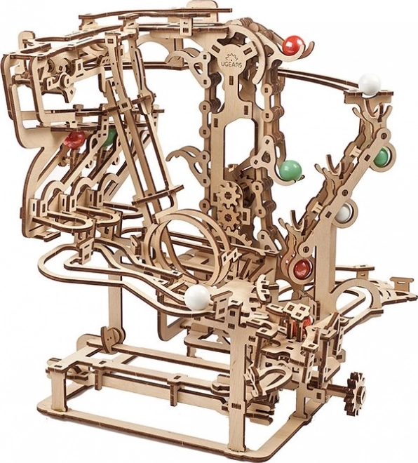 Ugears 3D dřevěné mechanické puzzle Kuličková dráha řetězová