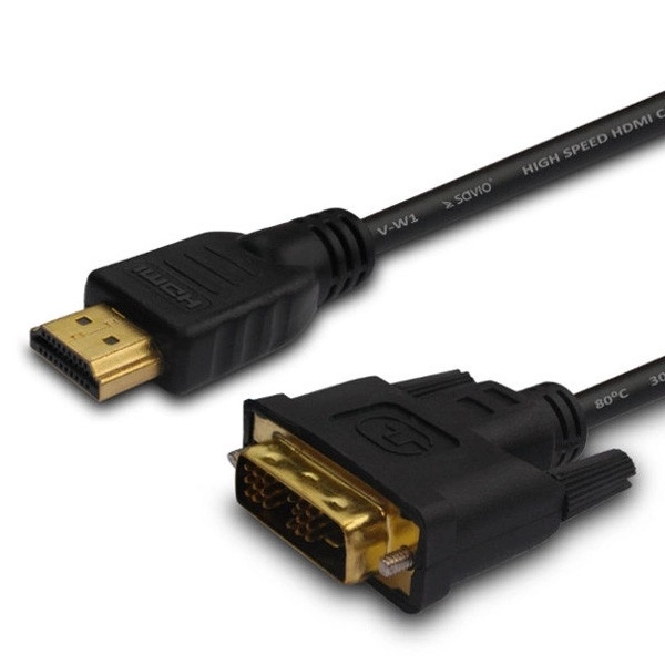 Kabel HDMI 19 pin (M) - DVI 18+1 (M) 1,8 m, zlaté koncovky, CL-139