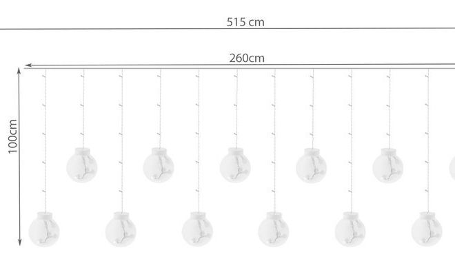 LED studený bílý závěs se žárovkami - 5 m, 108 LED