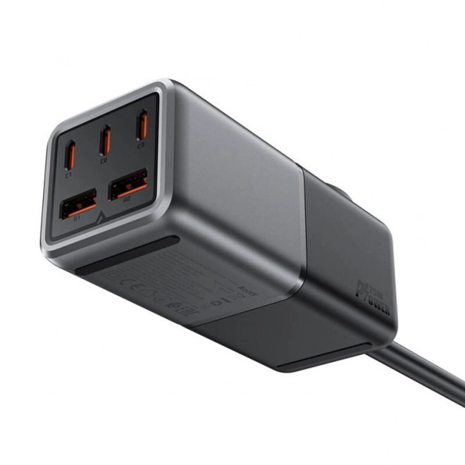 Stolní napájecí lišta Acefast Z2, GaN, 3xUSB-C, 2xUSB-A, 75 W (černá)