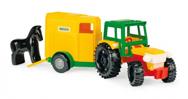 Plastový traktor s odklápěcí kabinou 38cm – S kabinou na koně