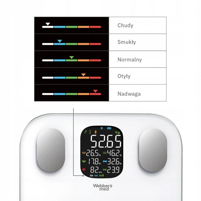 Analytická váha do koupelny 15 parametrů Apple Health Google Fit VERA WEBBER